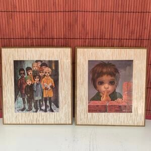 2 Margaret Keane 1960’s Art The Whisper and Peace on Earth 5 1/2x6 Each Big Eyes